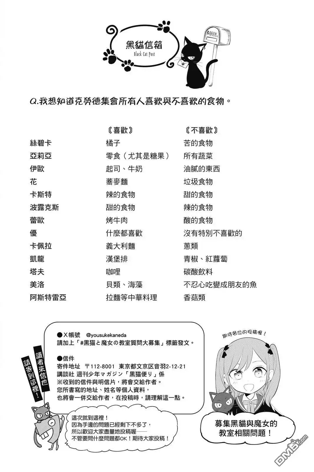 《黑猫和魔女的课堂》08卷附录 第1页