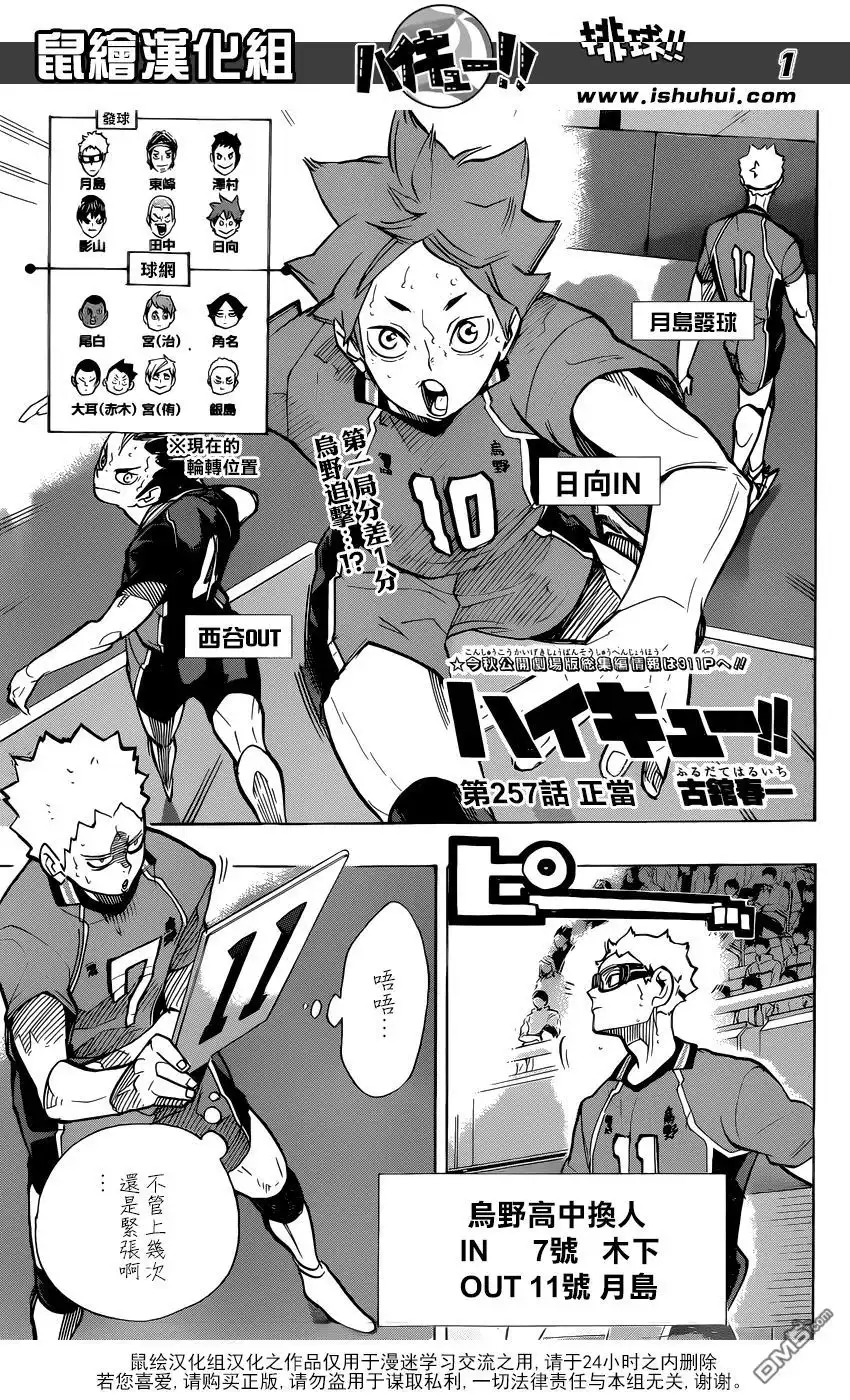 《排球》第257话 正当 第1页