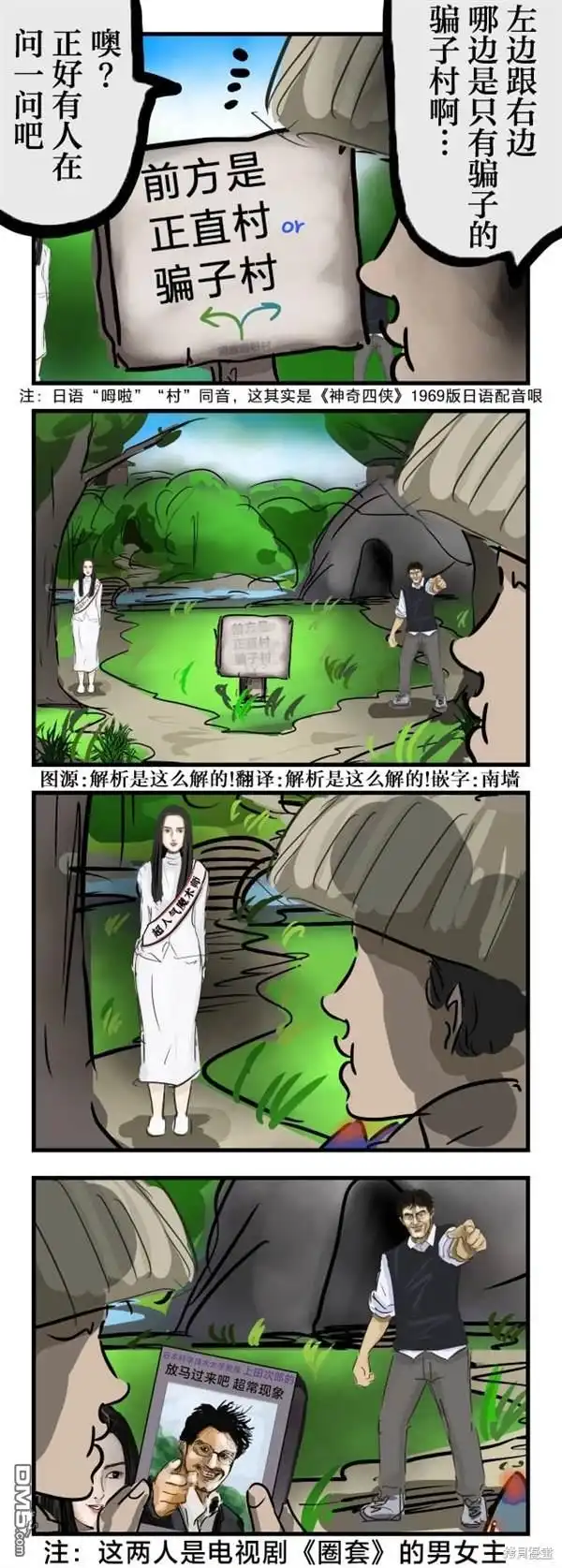 《カコミスル老师四格合集》正直村与骗子村 第1页