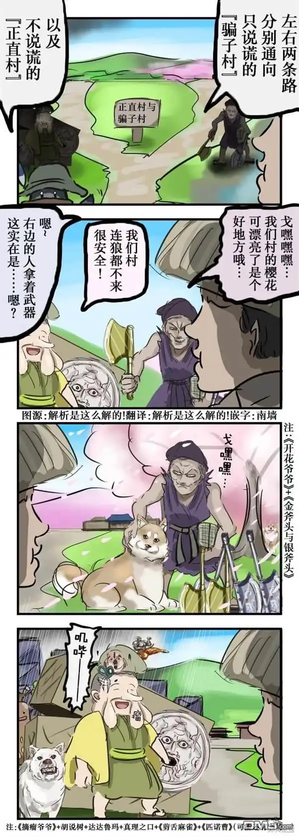 《カコミスル老师四格合集》骗子村vs正直村 第1页