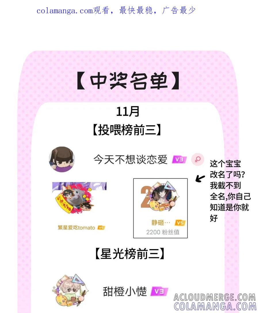 《与天敌先生同居中》领奖公告 可爱的读者们记得来领奖呀~ 第1页