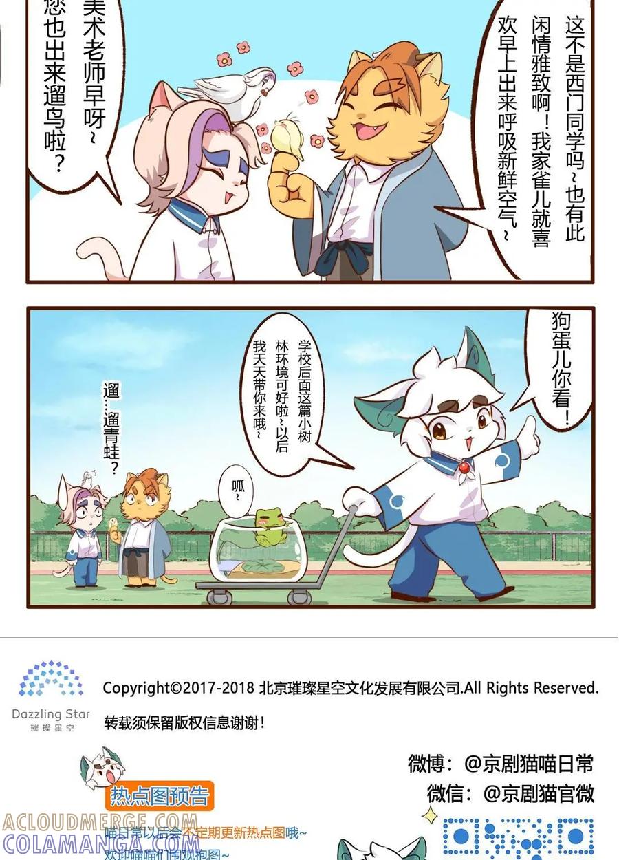 《京剧猫喵日常》第126话：白糖与小青蛙-清晨的活动 第3页