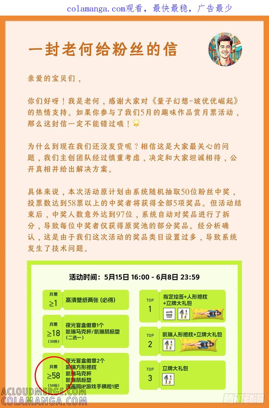 《量子幻想 - 玻优优崛起》很重要：5月投月票中奖发货问题 第1页
